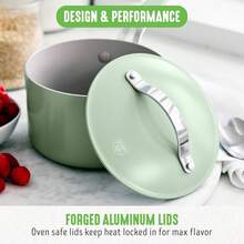 GreenLife Dream - Juego de utensilios de cocina antiadherentes de cerámica de 10 piezas, sin PFOA, sin PFAS, ollas y sartenes con tapas, aptas para lavaplatos y horno, asas para mantenerse fresco, - 1 - Ver 5