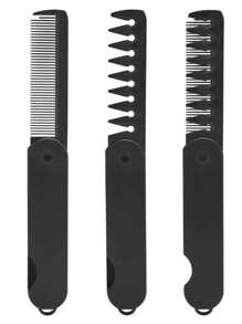 1支可折叠梳子/胡须刷 - 双齿设计，适合造型和装饰，便携式设计，适合各种发型。男士发梳，理发用品，男士配饰，男士头饰
