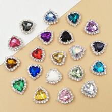 1/5/10 piezas Botones de cristal con forma de corazón y rectangular, Aplicaciones de strass de acrílico para accesorios de ropa DIY - Multicolor - Ver 3