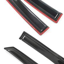 4PCS Tape On External Window Visor Fits 2009-2018 Dodge Ram 1500 Crew Cab; 2019-2024 Ram 1500 Classic Crew Cab; 2010-2025 Dodge Ram 2500 3500 Crew Cab & Mega Cab (Extended Crew Cab) Tinted Acrylic Wind Air Deflector - Perfect Valentine Gift For Truck Owners - Smoke/Tinted - View 4