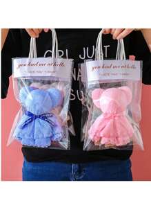 10pcs Cute Bear Towel Gift Set With Transparent Bag - Ideal For Valentine's Day, Wedding, Birthday, Mother's Day And Christmas Party Gifts Home Bathroom Decor Fall Decor Back To School For Beauty Salon Home Bathroom - Multicolor - View 6