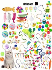 1/3/5/10/15/20 pièces Ensemble de jouets pour chats - Clochettes, Balles, Poteaux à griffer en sisal, Cannes de taquinage interactives, Jouets de souris, Fournitures pour animaux de compagnie, Cadeau d'anniversaire/fête
