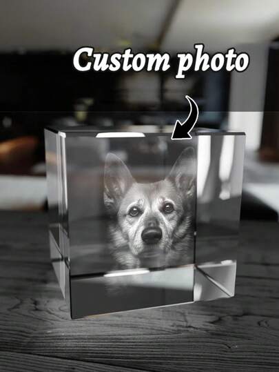Custom Dog Memorial Crystal Cube, Pet Tribute Keepsake, Lose Family, Sympathy & Mourning, Dog Portrait, Personalized Pet Memorial Gift, Loss Of Dog Cat Sympathy Gift, Lose Family, Custom Glass Laser Etched Engraved Picture, Tabletop Decoration, Multi-Functional, Colorful, Modern, Custom, Personalized, Unique, Ideal Gifts For Him, For Anniversaries, For Valentine's Day, For Mother's Day, For Birthdays, For Father's Day, For Graduation, For Weddings, For Housewarming, Home Decor, Home Decor,Delicate Romance