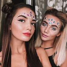 面部钻石贴纸 亚克力钻石贴纸 脸部贴纸 钻石艺术派对装饰脸部贴纸 - 彩色 - 查看 4