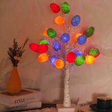 1 件空心花卉复活节彩蛋树灯，USB/电池供电风景照明树适用于客厅、餐厅和节日派对装饰 - 彩色 - 查看 2