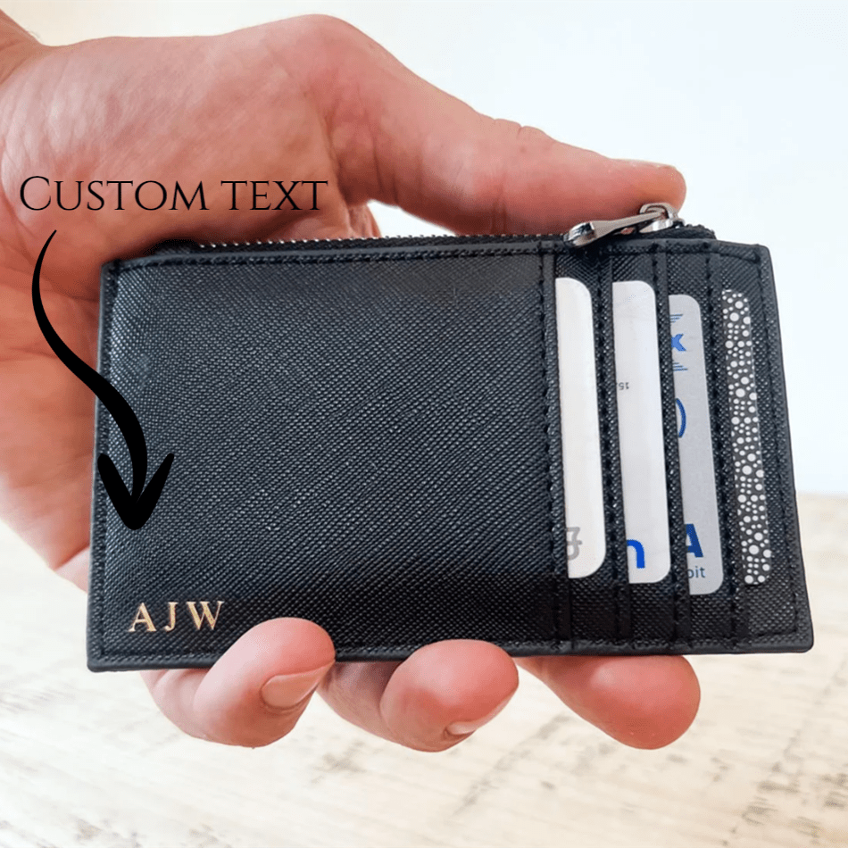 1pc Customized Embossed Gold Foil Letter Card Holder, Bank/Metro Card Wallet, Mini Card Case, For Men & Women, Birthday Gift, Valentine's Day Gift, Party Favor, Christmas Gift