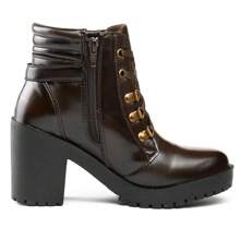 Women's Combat Boot High Heel Smooth Shaft Short Tractor Comfortable Lightweight And Stylish - Coffee Brown - View 5
