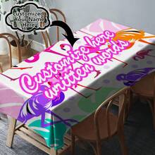 One Customizable Floral And Flamingo Pattern Tablecloth, Made Of Polyester Knit Fabric, Machine-Made, Can Customize Family Blessing Text, Perfect Home And Dining Decor Gift, Suitable For All Seasons - Multicolor - View 23