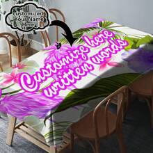 One Customizable Floral And Flamingo Pattern Tablecloth, Made Of Polyester Knit Fabric, Machine-Made, Can Customize Family Blessing Text, Perfect Home And Dining Decor Gift, Suitable For All Seasons - Multicolor - View 80