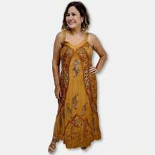 Vestido Longo de Alça Indiano Estonado Liso com Bordado 408