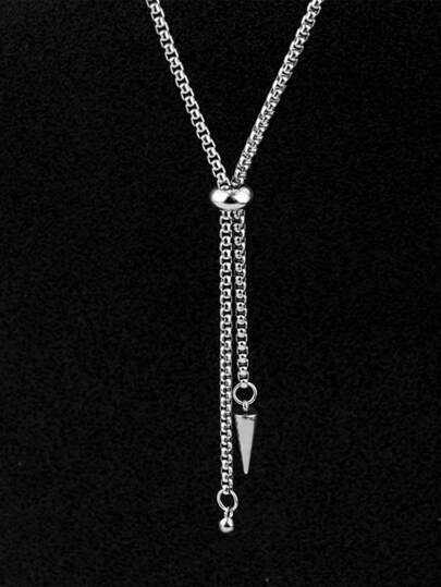 1pc Men's New Stainless Steel Rivet Ball Pendant Necklace, Fashionable Titanium Steel Jewelry