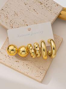 Set de 6-18 piezas de joyas de pendientes con tonos dorados ligeros y elegantes, adecuados para uso diario durante todo el año - Conjunto de pendientes CCB de oro - Ver 8