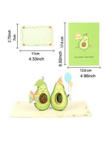 1pc 3D Pop-Up Birthday Card - Cute Avocado Greeting Card For Party, Valentine's Day, Mother's Day, Father's Day