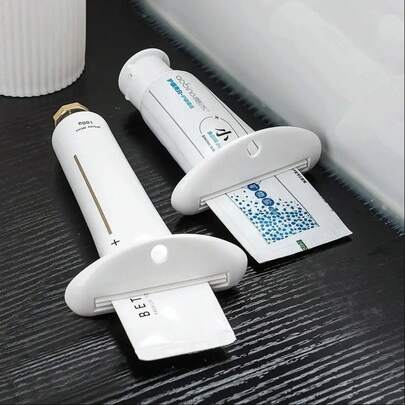 2pcs Manual Plastic Toothpaste Squeezer, Stand-Up Bathroom Accessories Dispenser For Toothpaste, Face Wash, Hand Cream, No Electricity Required Home Bathroom Decor Fall Decor Back To School