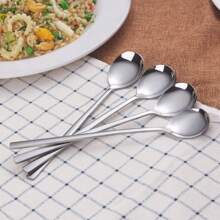 Spoons, 8 Pieces Stainless Steel Korean Spoons,8.5 Inch Soup Spoons, Korean Spoon With Long Handles, Rice Spoon, Asian Soup Spoon For Home, Kitchen, Or Restaurant - Silver - View 2