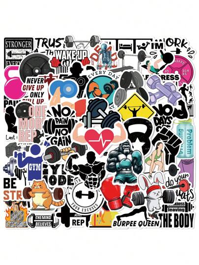 50 张激励健身贴纸、肌肉、杠铃和哑铃贴纸、健美贴纸、防水贴纸，适用于水瓶、书籍、笔记本电脑、学校用品、返校