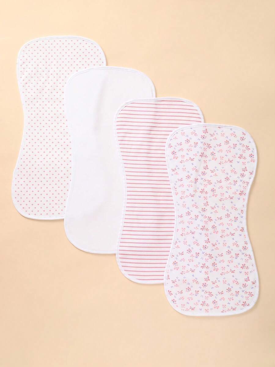 4pcs/Set Baby Burp Cloths, Absorbent Soft Breathable Patterns, Cute Design - Multicolor - View 1
