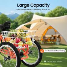 kangten 16-Inch Unisex 3-Wheel Single-Speed Multifunctional Bike With Basket - Light Orange - View 3