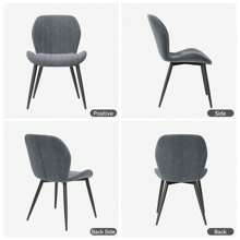 Nalupatio Dining Chair Set Of 2, Upholstered Dining Room Chairs, Mid-Century Modern Dining Chairs, Velvet Upholstered, Metal Legs, For Dining Room, Living Room - Màu xám đen - Xem 6