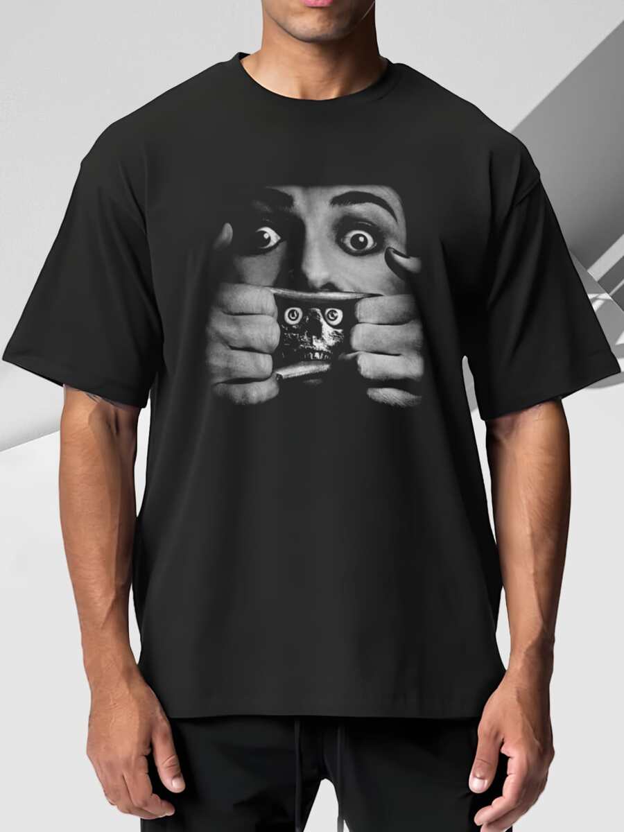 Camiseta de película de terror mortal - Camiseta de terror de terror mortal, camiseta de película de terror retro Camiseta de algodón grueso 100 % de 220 g - Negro - Ver 1