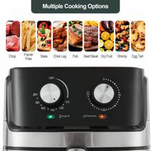 TUKAILAI 6.5L Air Fryer, 1700W Air Fryer With Rapid Air Circulation, Dual Knob 30-Minute Timer And 80-200℃ Temperature Control Visible Window Non-Stick Basket For Family Use Dishwasher Friendly - UK Plug(220-240V) - View 4