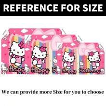 Sanrio 1 Striscione da parete per festa di compleanno a tema Sanrio KT Cat, decorazioni per festa a tema cartoni animati per doccia, forniture per decorazioni della camera da letto, tappezzeria o sfondo fotografico, 210 x 150 x 100/100 x 75 cm