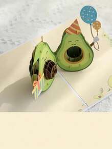 1pc 3D Pop-Up Birthday Card - Cute Avocado Greeting Card For Party, Valentine's Day, Mother's Day, Father's Day