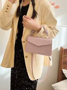 女士闪亮时尚派对手拿包、单肩包 - 粉色 - 查看 10