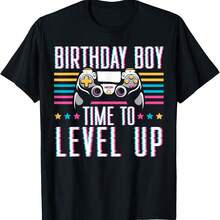 Birthday Boy Time To Level Up Video Game Birthday Design T-Shirt - Black - View 1