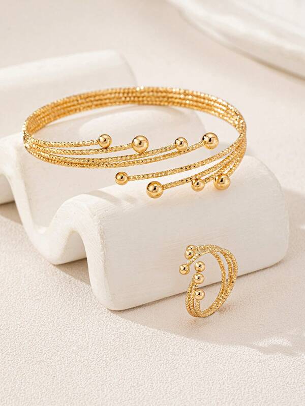 Personalized Multi Circle Simple Opening Retro Classic Bracelet Ring Set (Excluding Gift Box)