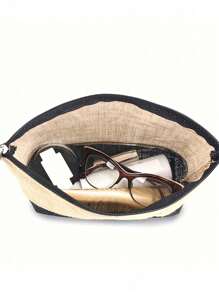 Túi tote họa tiết hoa Begonia hồng, chữ cái đen từ A đến Z, có quai đeo vai và túi đựng mỹ phẩm, túi quà tặng cá nhân hóa có ngăn bên hông, túi đi biển kèm khăn quàng cổ, túi đựng đồ du lịch đơn giản, túi đựng mỹ phẩm du lịch. - Màu Khaki - Xem 7