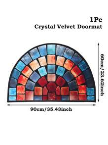 1Pc Semicircle Welcome Doormat, Creative Colorful Geometric Stone Flower Pattern Door Mat, Perfect For Outdoor, Camping, Living Room, Kitchen, Bathroom, Bedroom, Balcony Decor