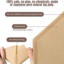 Coffee Filters,Unbleached, Size 02/04 Cone Filters, Disposable Natural Paper Filters 2-4/8-12 Cup, 04 Cone Filters For Pour Over And Drip Coffee Maker,50 Count