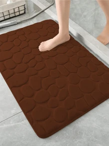 Cobblestone Embossed Bathroom Mat Non-Slip Bathtub Washbasin Rugs, Side Floor Mat, Bathroom Doormat Memory Foam Mat - Brown - View 2