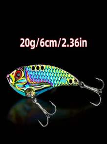 1 pieza Cebo artificial de pesca con lentejuelas de colores VIB, cebo anti-mordeduras, capa de natación completa de metal con lentejuelas de largo alcance, accesorios de pesca de agua dulce, 3g/5g/7g/10g/15g/20g, cebo artificial de pez de acero negro, adecuado para pesca de mar y pesca con señuelos