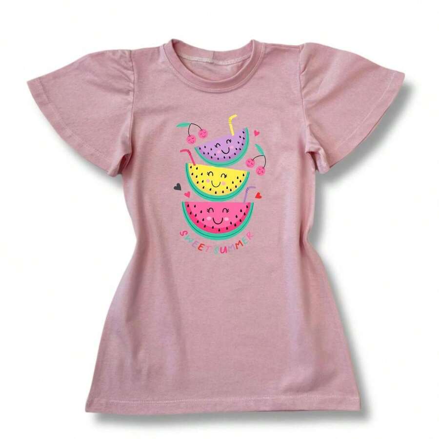 Sweet Summer Look Summer Dress For Kids, Youth, Launch, Delicate And Fashionable Print - Rusty Rose - View 1