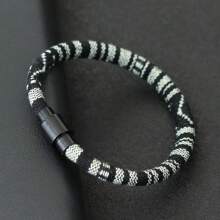 Pulsera de cuerda 2025 para hombres de 6 mm, brazalete de tejido bohemio negro para muñequera y joyería