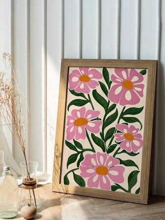 1 幅波西米亚花卉帆布艺术印刷品 - 无框油画海报，适用于客厅、卧室、办公室和餐厅装饰，是理想的节日礼物！