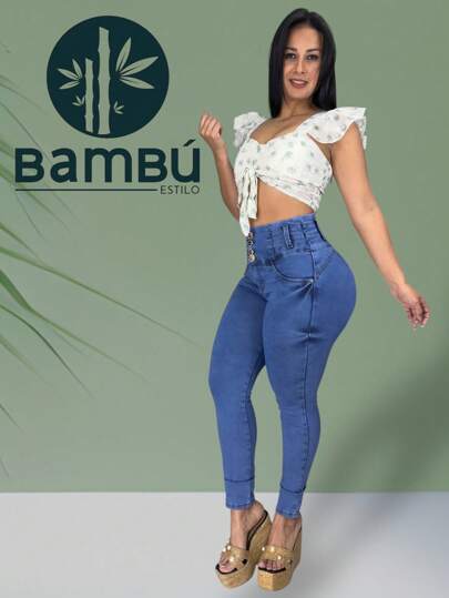 jeans para dama ultra push up ajustable de mezclilla