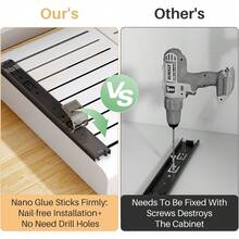 Expandable Pull Out Cabinet Organizer -21" Deep Adhesive Slide Out Shelf, 1PC Adjustable Sliding Peel And Stick Pull Out Drawers No Drill Roll Out Shelf For Home Bathroom Pantry Base Organization 21"D X 19.7"W X 2.3"H