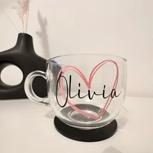 Personalised Glass Coffee Mug, Tea Mug, Office, Mother's Day, Father's Day, Hot Chocolate Gift Birthday Present Gift For Her Latte Mug Valentine's Day Gift - Mug- - View 7