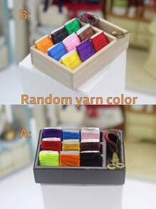 1 Set Mini Sewing Box Kit For Dollhouse, Includes Mini Thread, Scissor, Ruler Toy, Suitable For Dollhouse Accessories Decoration - Multicolor - View 5