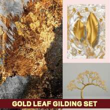50ML/100ML/ Golden Foil Adhesive Kit - Water-Based Metallic Glue With Brush For Crafts, Painting & Art Projects - Gold - View 4
