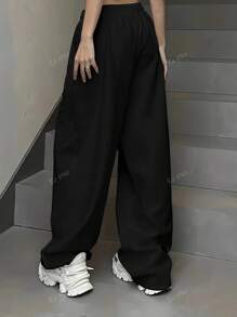 Women's Fun "Graffiti" Pattern Printed Straight Pants, Korean Comfortable Retro Fashion Commuting Versatile Y2k Women's Clothing, Street Regular Niche Punk Straight Pants Women's Clothing Front Pocket Simple Straight Pants Daily Leisure