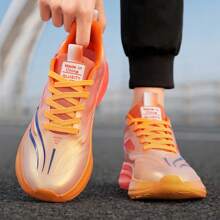 4 季大码男士运动鞋，新款舒适透气网眼面料休闲步行运动鞋，百搭简约设计，男士鞋 - 紅色 - 查看 4