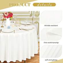 10 Pack Ivory Round Tablecloths,120 Inch Round Table Cloth Washable And Reusable Stain And Wrinkle Resistant Polyester Fabric For Wedding Party Banquet Camping Restaurant Decoration - Ivory - View 4
