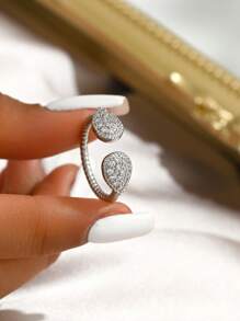 1 pieza Anillo de mujer elegante y de lujo con baño de oro y diseño de gota de agua, ideal para uso diario, Día de San Valentín, boda y otras ocasiones