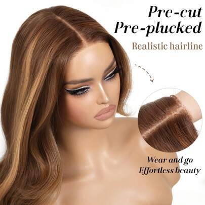 13x4 Lace Front Wig, Natural Black Water Wave Lace Front Wig, Pre-Plucked Yaki Synthetic Lace Front Wig, 28 Inches