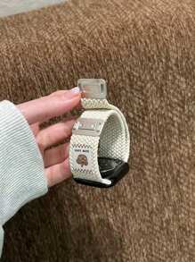 1 pieza Correa de reloj de tela tejida magnética y ajustable compatible con de 42/46mm, 49 Ultra, en estilo creativo de oso de nailon trenzado, para modelos de Series 10, 9, 8, 7, 6SE, 5, 4, 3, 2