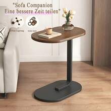 Beistelltisch, C-Form, mobiler Kaffeetisch, Laptoptisch, Sofatisch, Computer-Beistelltisch, 45 x 30 x 60 cm, Walnuss, für Wohnzimmer, Schlafzimmer